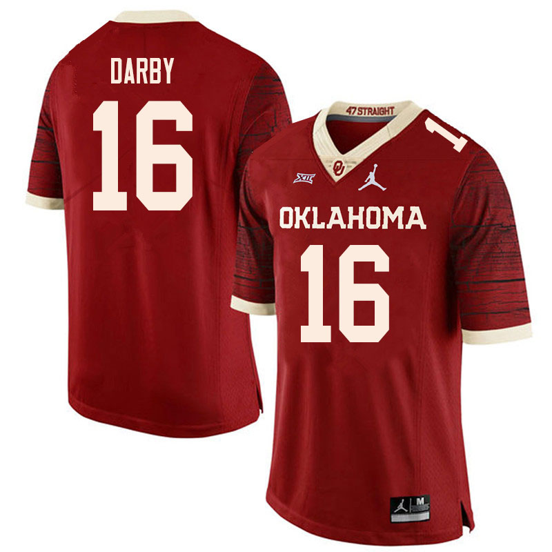 Men #16 Brian Darby Oklahoma Sooners College Football Jerseys Sale-Retro